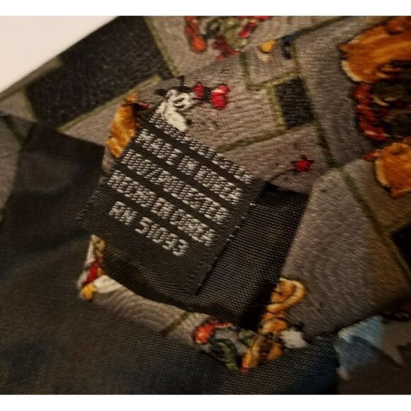 Mickey Unlimited Disney Micky Mouse Checked Black Gray Character Necktie Music - Picture 4 of 5